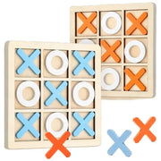Montessori Chess Play Jigsaw Toy Game Wooden XO Tic Tac Toe Puzzle for Brain Training and Early Education