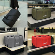 Foldable wheel luggage bag by Simples Market; large-capacity carry-on, expandable, shown in black, gray, olive, red