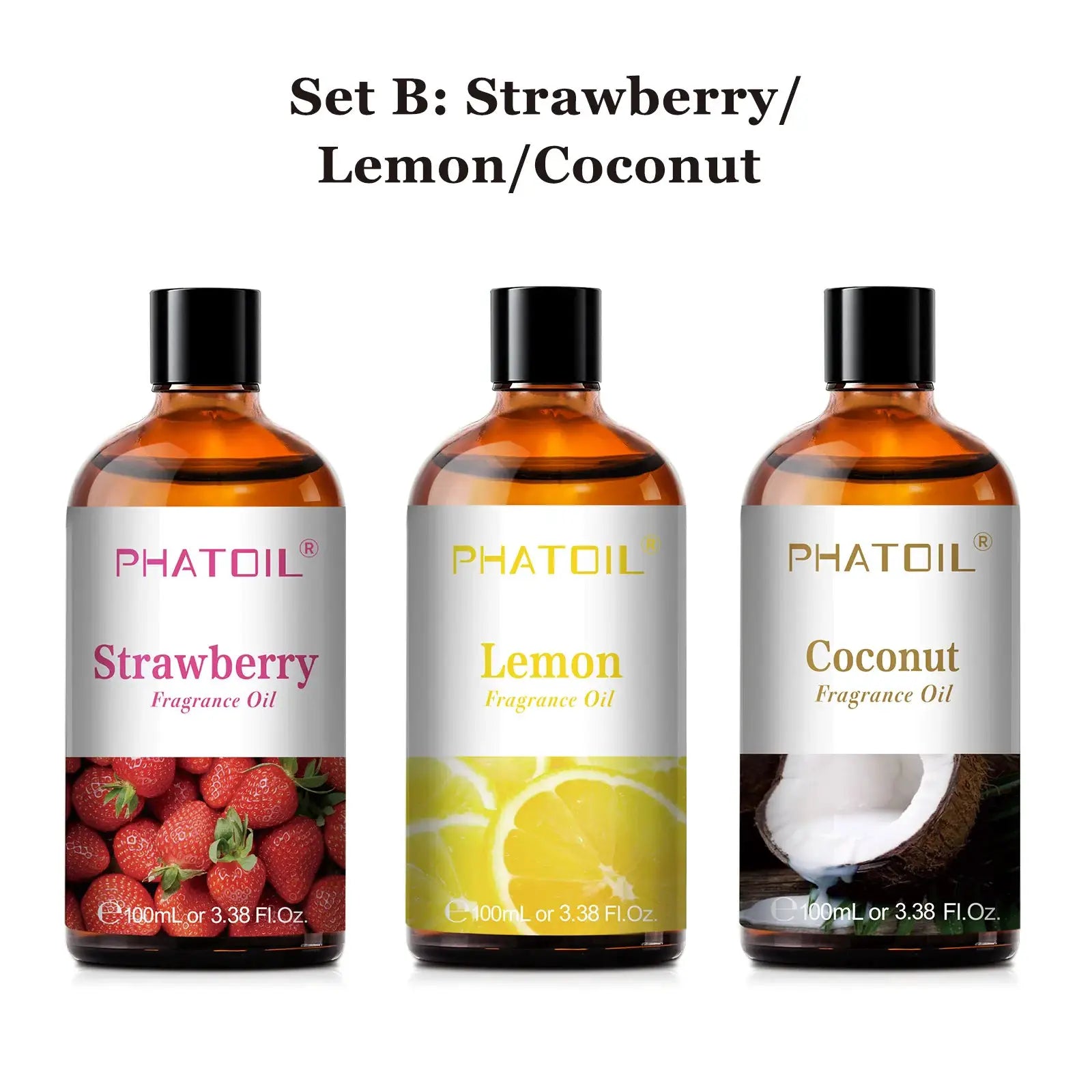 PHATOIL 100ml Aromatherapy Fragrance Oil Coconut Vanilla Strawberry Cherry Lemon For Diffuser Candle Making 1 2 3 Pack