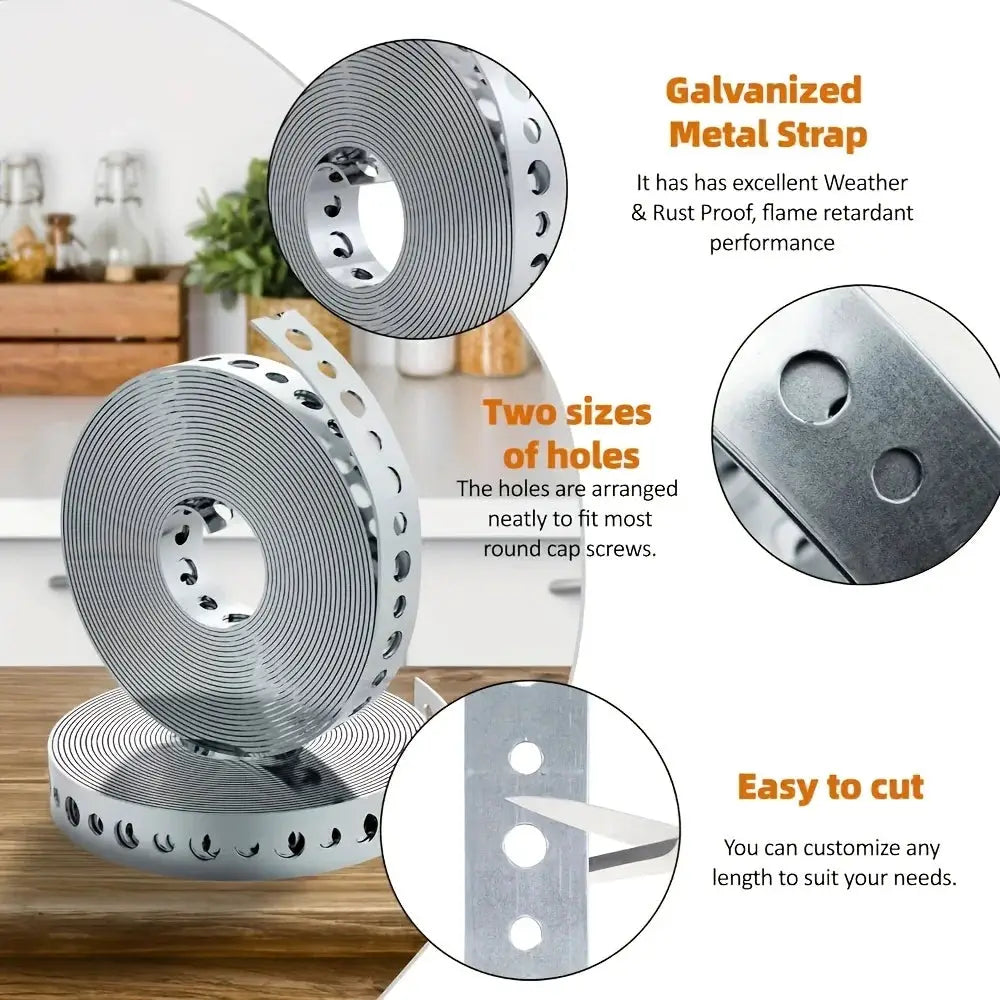 Galvanized Steel Tape Roll With Prepunched Multislot Design For Pipe Support And Sheet Metal Work