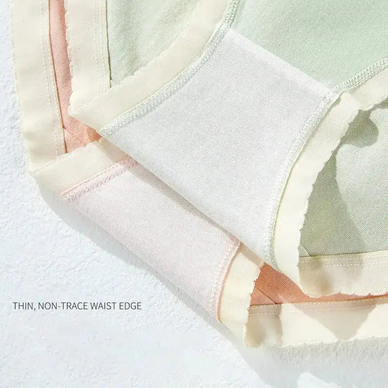 7-piece set of women's cotton panties in pastel colors, low-rise breathable briefs