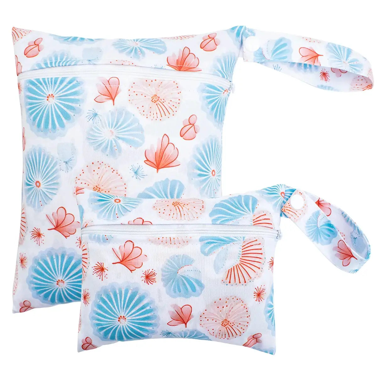 2 Pack Waterproof PUL Wet Bags With Zipper Closure And Hanging Loop Reusable Diaper Swim Gym Bags