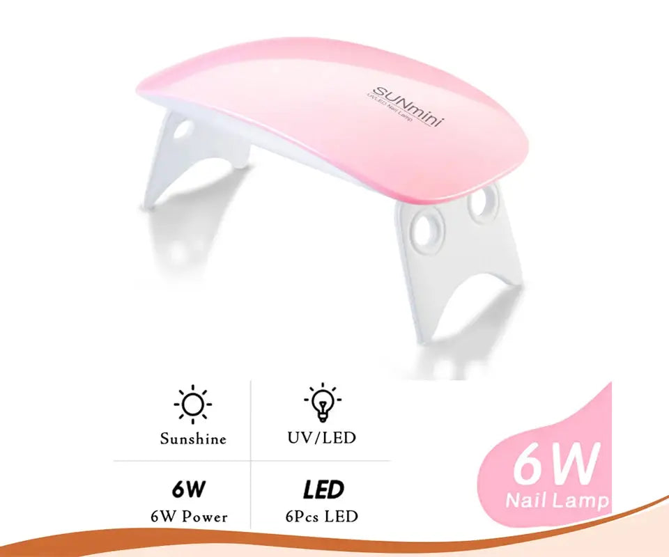 SUNmini pink mini UV/LED nail lamp with white legs, 6W