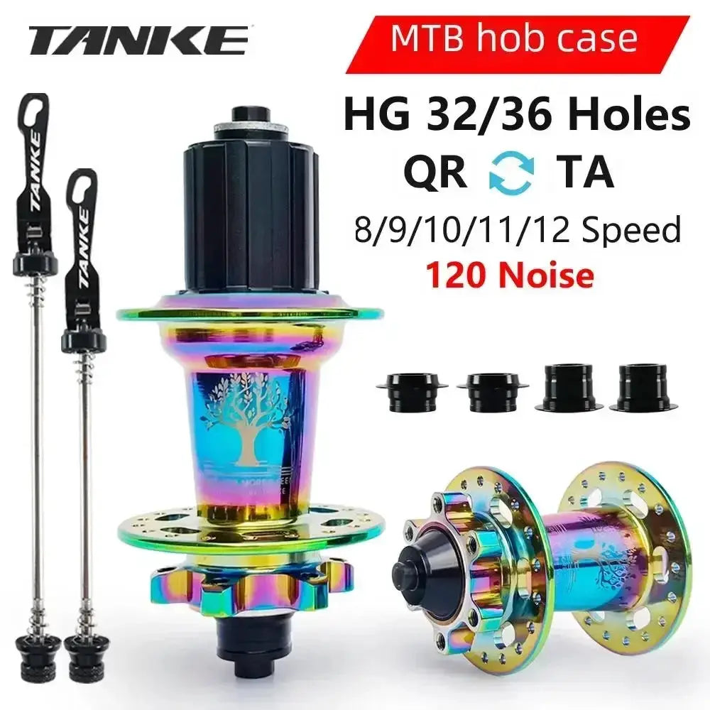 TanKe 120 Click MTB Front Rear Hub 120 Engagement 6 Bearings Thru Axle HG 8 9 10 11 12 Speed Disc Brake 28 32 36 Holes