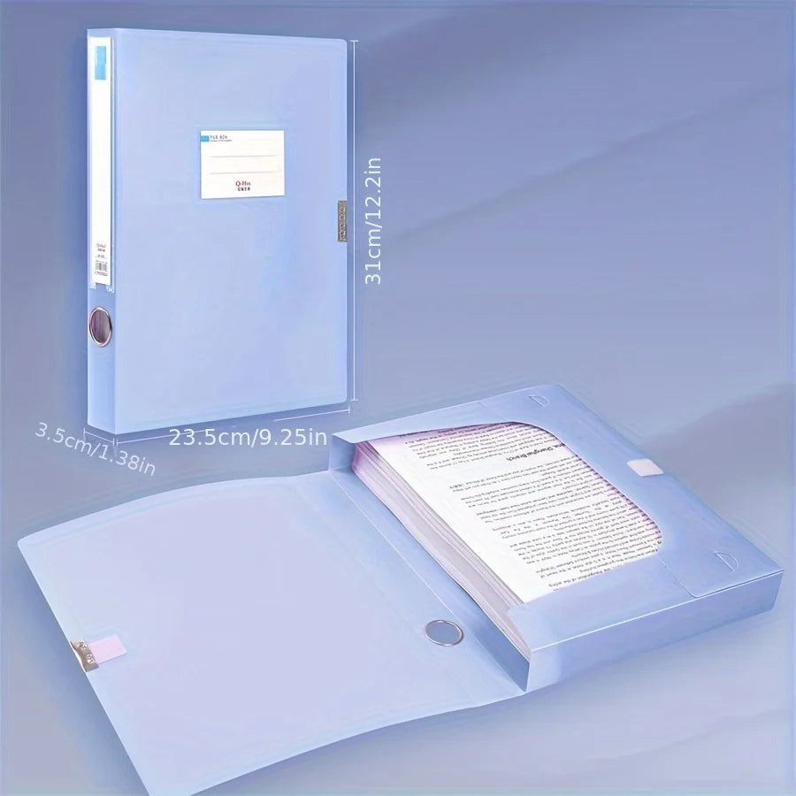 Simples Market Morandi file box for A4 documents, blue plastic and paper, with lid