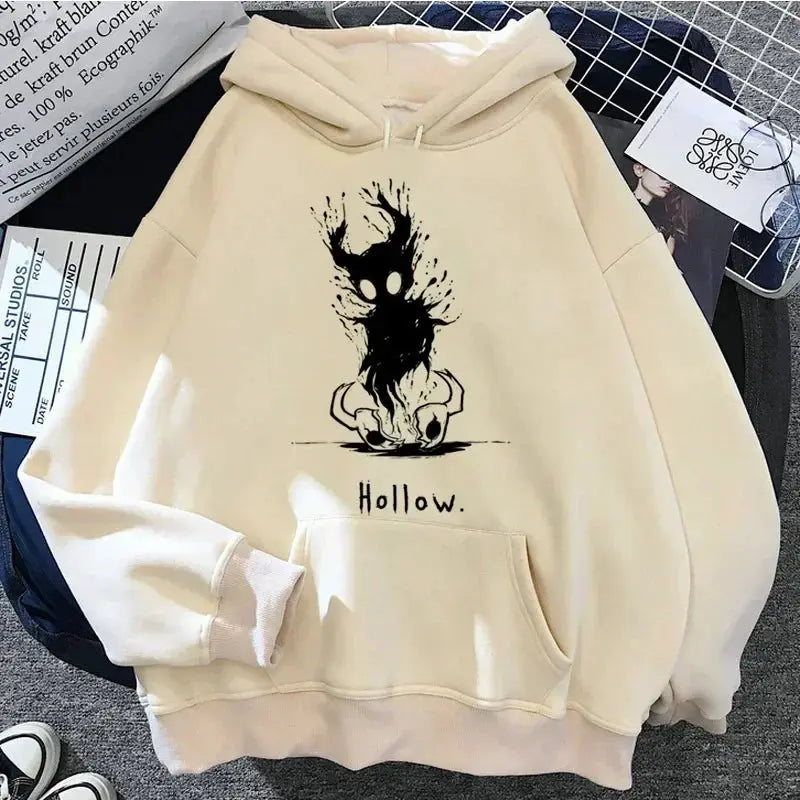 Hollow Knight Hoodie Grunge Y2K Aesthetic Cartoon Graphic Pullover For Autumn And Winter Wear