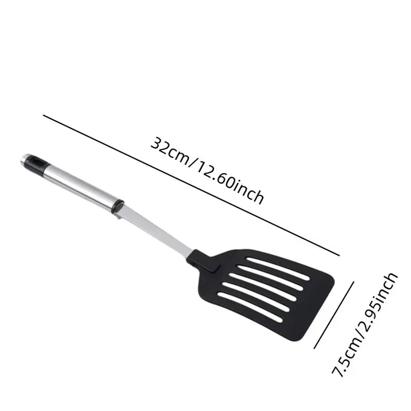 ChefLine Stainless Steel Turners Set With Heat Resistant Nylon Handles Spatulas For Frying Eggs And Fish