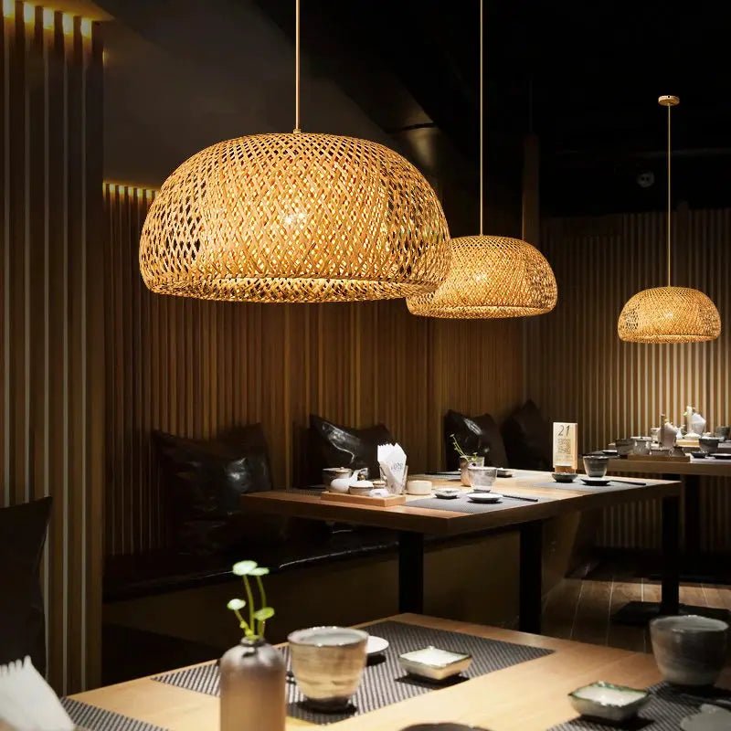 Hand Knitted Chinese Style Weaving Bamboo Pendant Lamp 18 Cm 19 Cm 30 Cm Hanging Light For Restaurant And Home Decor E27 - Simples Market