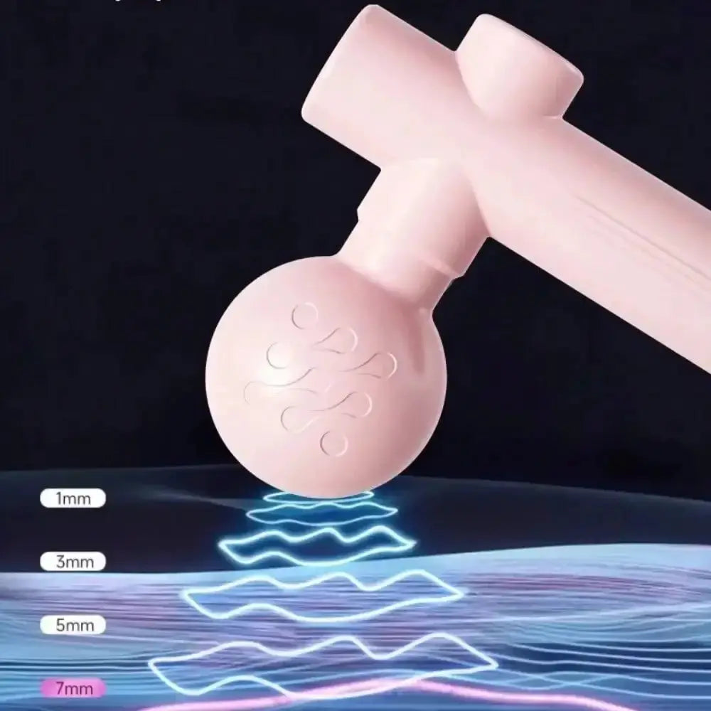 Simples Market mini pink massage gun with round head for portable fascia and muscle relief.
