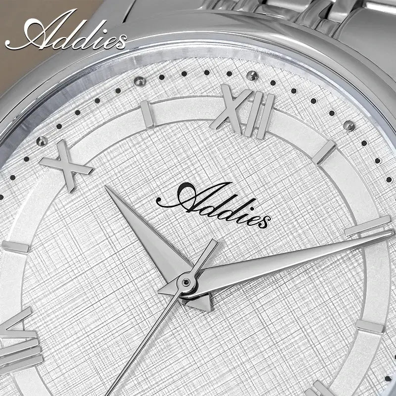 ADDIES women's luxury watch in silver-tone 316L stainless steel with sapphire glass and Roman numeral markers