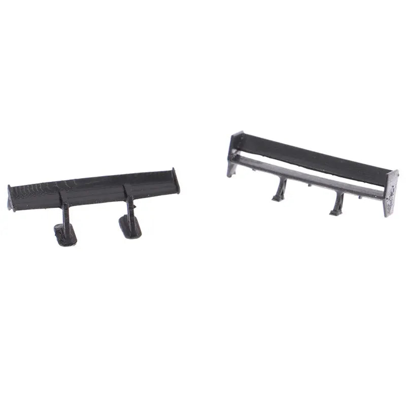 1:64 car rear spoiler mini wing set, black plastic, 2-pack for model car DIY