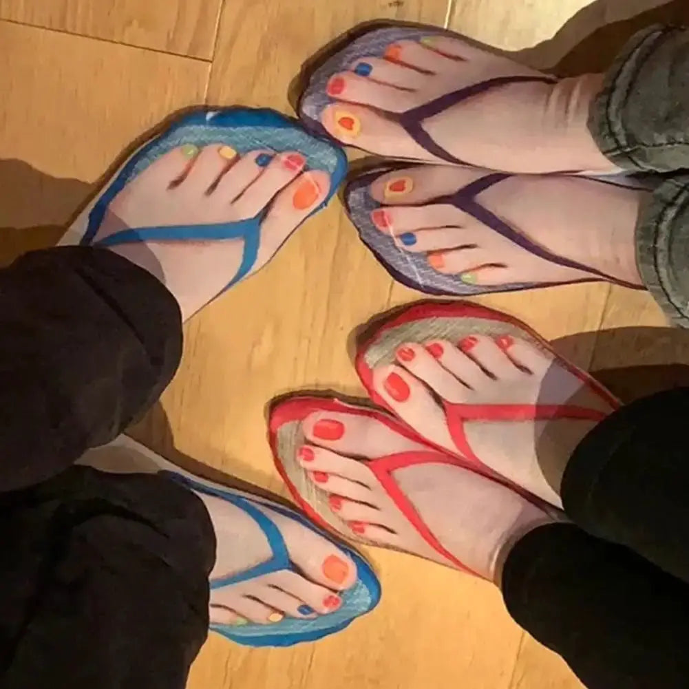 Women 3D Printed Pattern Flip Flop Socks Low Cut Ankle Socks Novelty Hosiery Gift Pair
