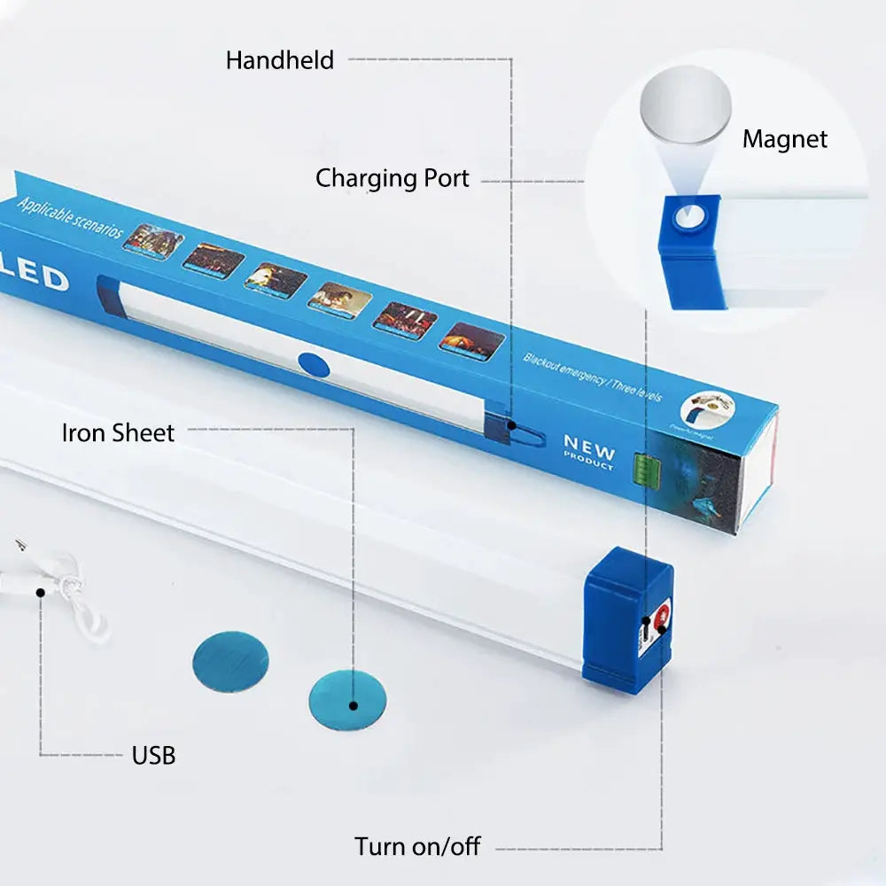 LED Video Light Wand handheld fill light by Simples Market; blue USB-rechargeable vlogging lamp