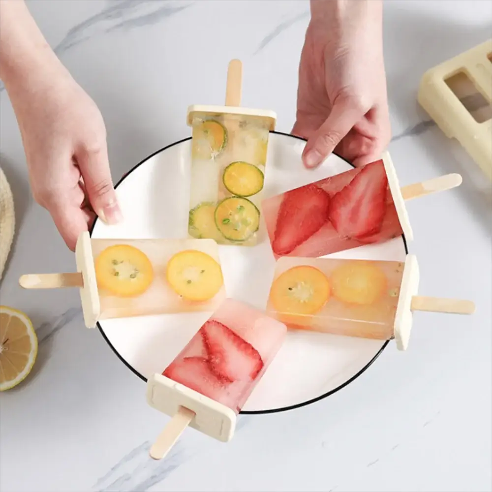 DIY Ice Cream Popsicle Mold Kit With Plastic Sticks Lolly Tray For Homemade Frozen Treats Kitchen Gadgets