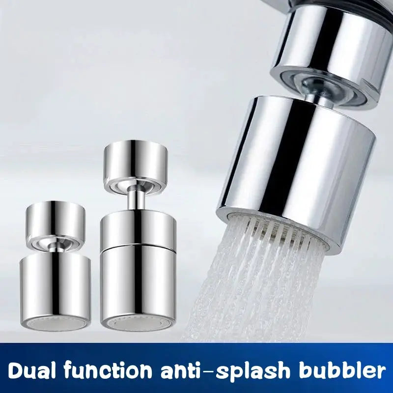 Simples Market dual-function anti-splash bubbler faucet aerator in chrome with 360-degree swivel diffuser