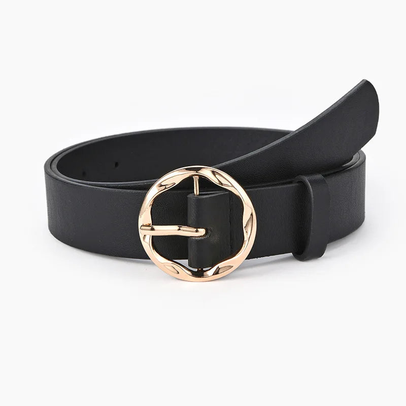 VividModa Leopard Snake Zebra Snakeskin Belt With Golden Circle Pin Buckle For Dresses Jeans And Suits