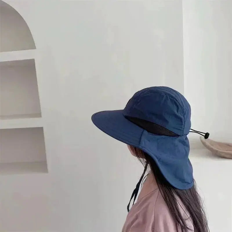 Unisex Wide Brim Bucket Hat With Neck Sun Protection For Outdoor UV Quick Dry Panama Style Fishing Hiking