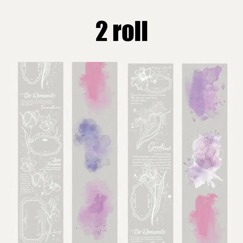 Mr Paper watercolour washi tape set, 2 rolls, pastel PET boxed tapes by Simples Market
