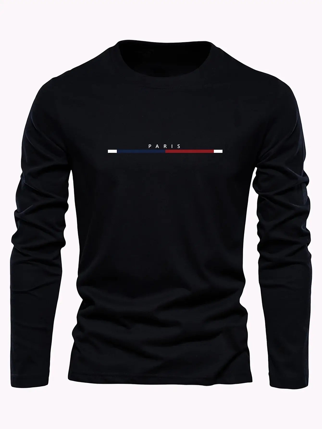 Men's 100 Percent Pure Cotton Summer Paris Print Long Sleeve T Shirt With Loose Casual Fit