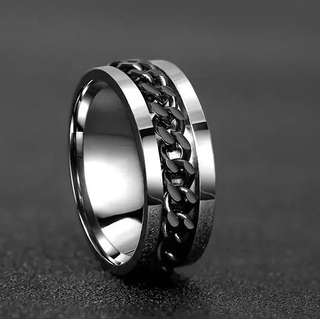Stainless Steel Rotating Chain Ring for Men and Women High Quality Spinner Punk Jewelry for Parties Gift