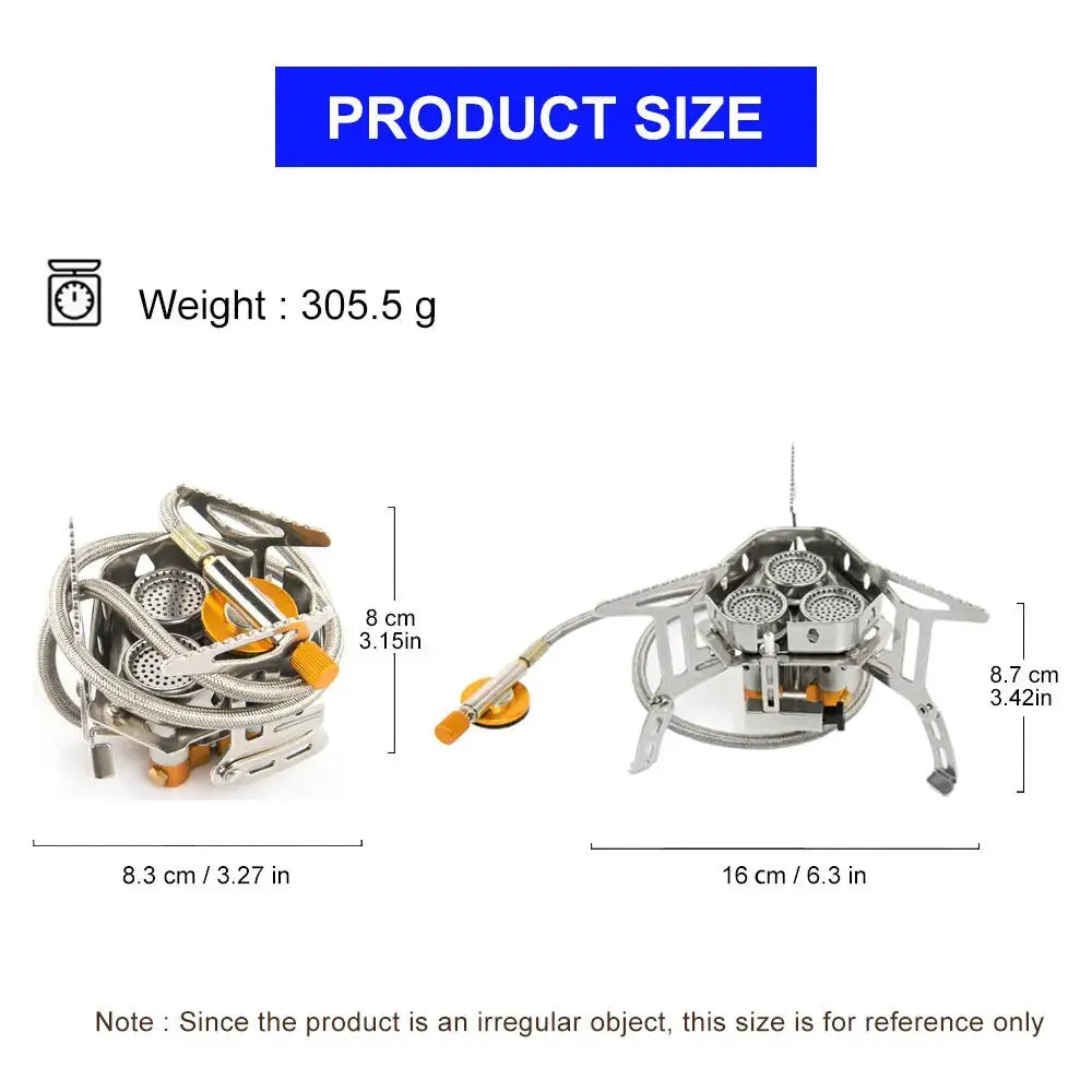 Widesea camping gas stove with orange control knobs, stainless steel body, compact portable outdoor burner