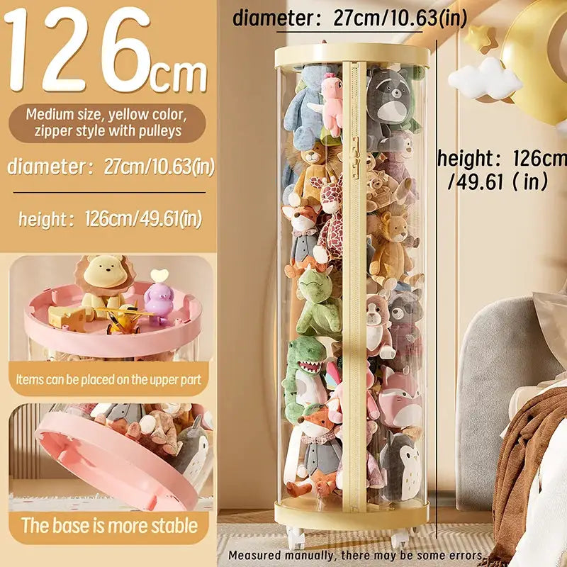 Transparent Doll Storage Box For Plush Toys And Dolls DIY Zipper Tube Organizer Christmas Gift For Kids