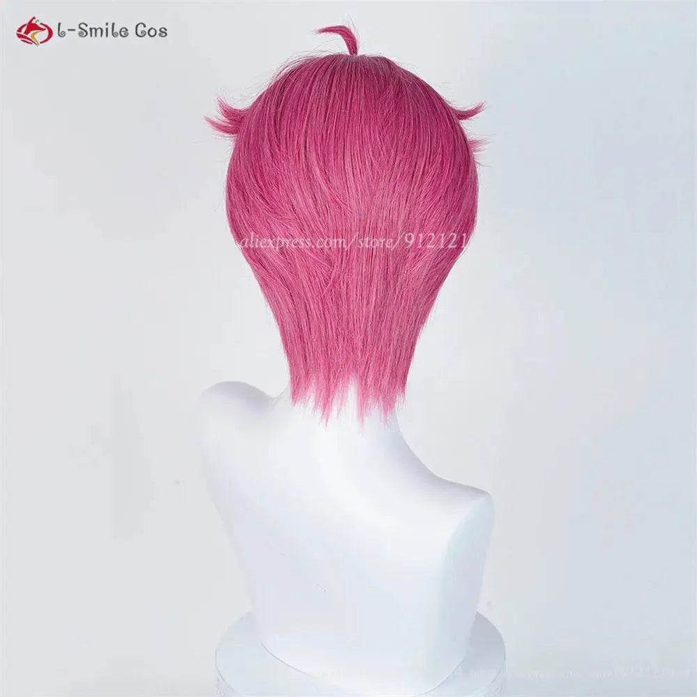 Anime cosplay wig pink; heat-resistant synthetic hair, short bob, unisex style by l-Smile Cos