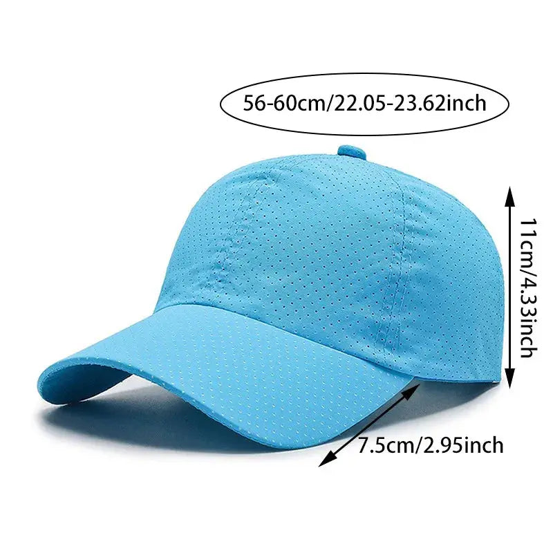 Dry Quickly Sun Cap Unisex Outdoor Casual Baseball Hat Big Size 60 To 65cm Adjustable Peaked Visor Cap