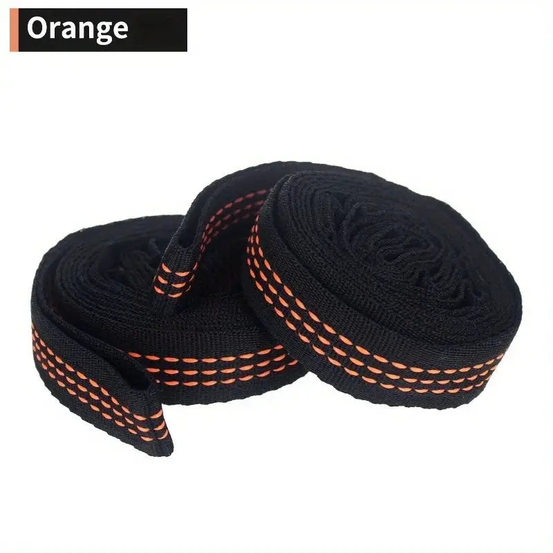 2-pack hammock straps, reinforced polyester in black with orange stitching, Simples Market