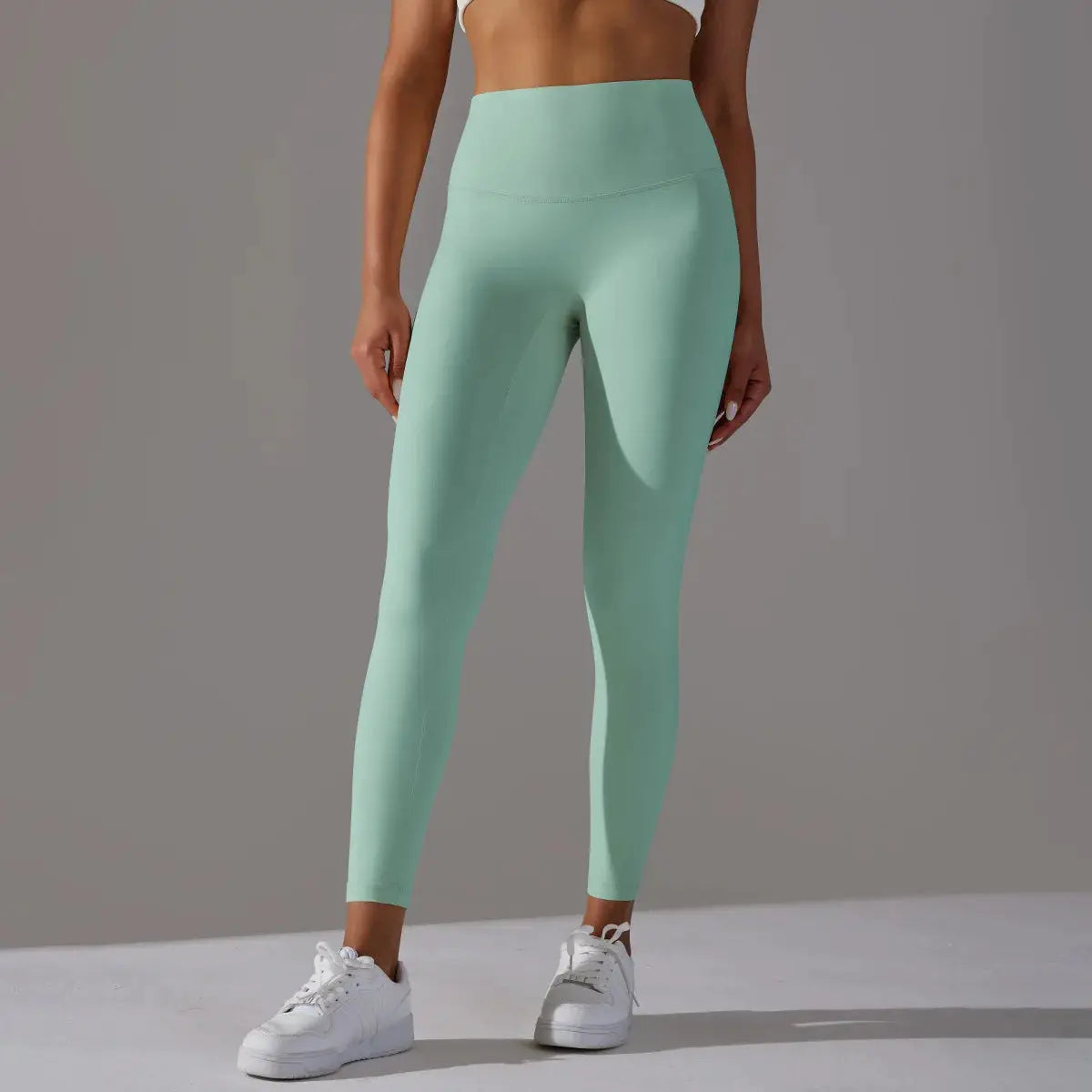 High-waisted mint green leggings for women, fitness and yoga, tight-fitting gym pants