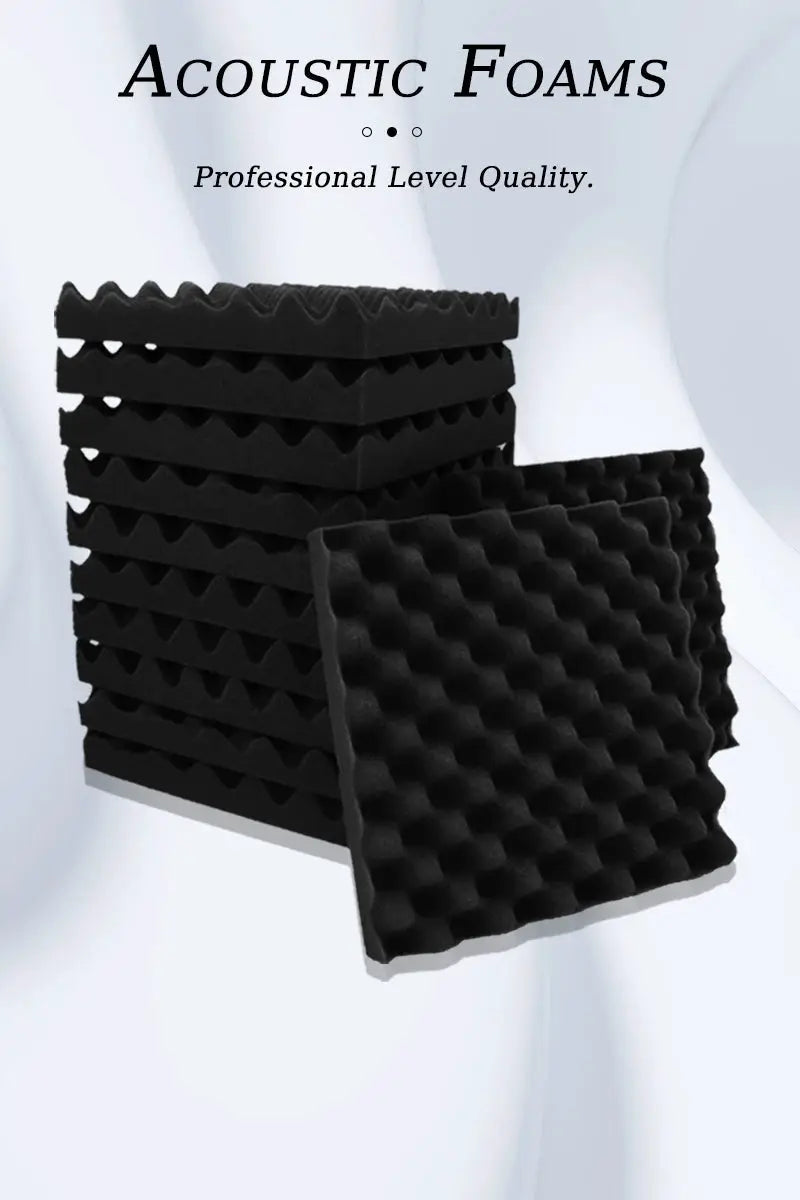 TOUO egg-crate black acoustic foam panels for wall and ceiling soundproofing; high-density multi-piece set