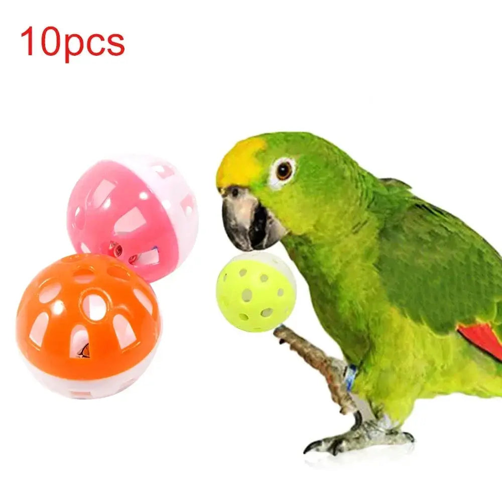 Simples Market 10pcs parrot toy set: colorful hollow rolling balls for cockatiel/parakeet cage