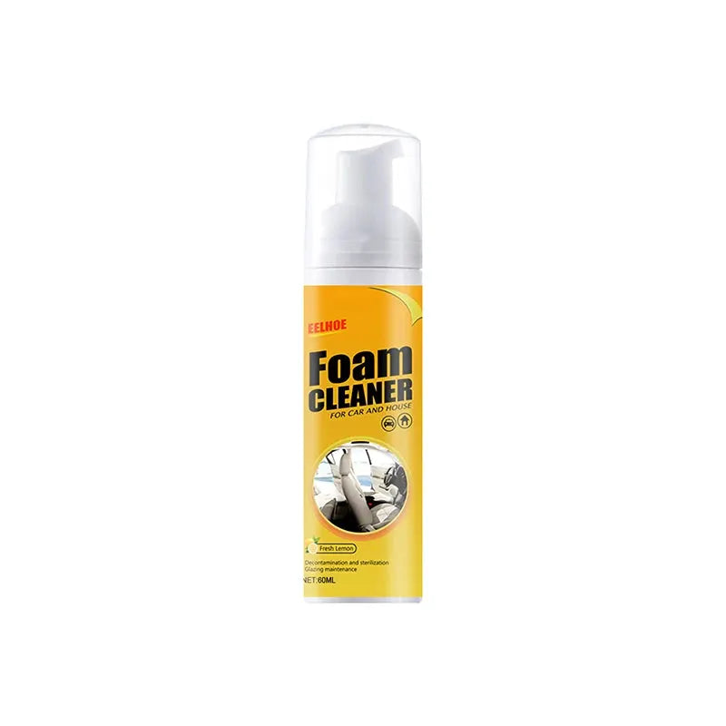Car foam cleaner spray by Simples Market; yellow bottle with white pump for car interior.