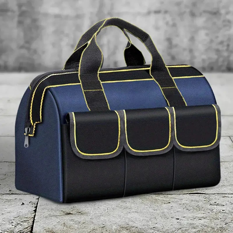 Tool bag, blue and black, waterproof wear-resistant with multiple pockets