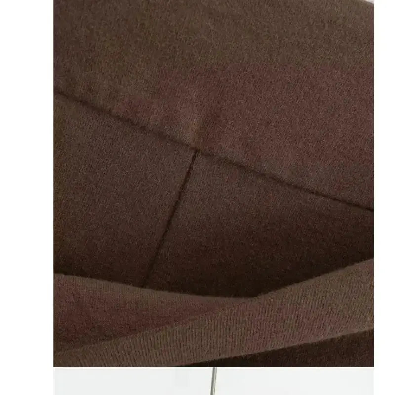 Women brown A-line mini skirt with waistband, casual office fabric