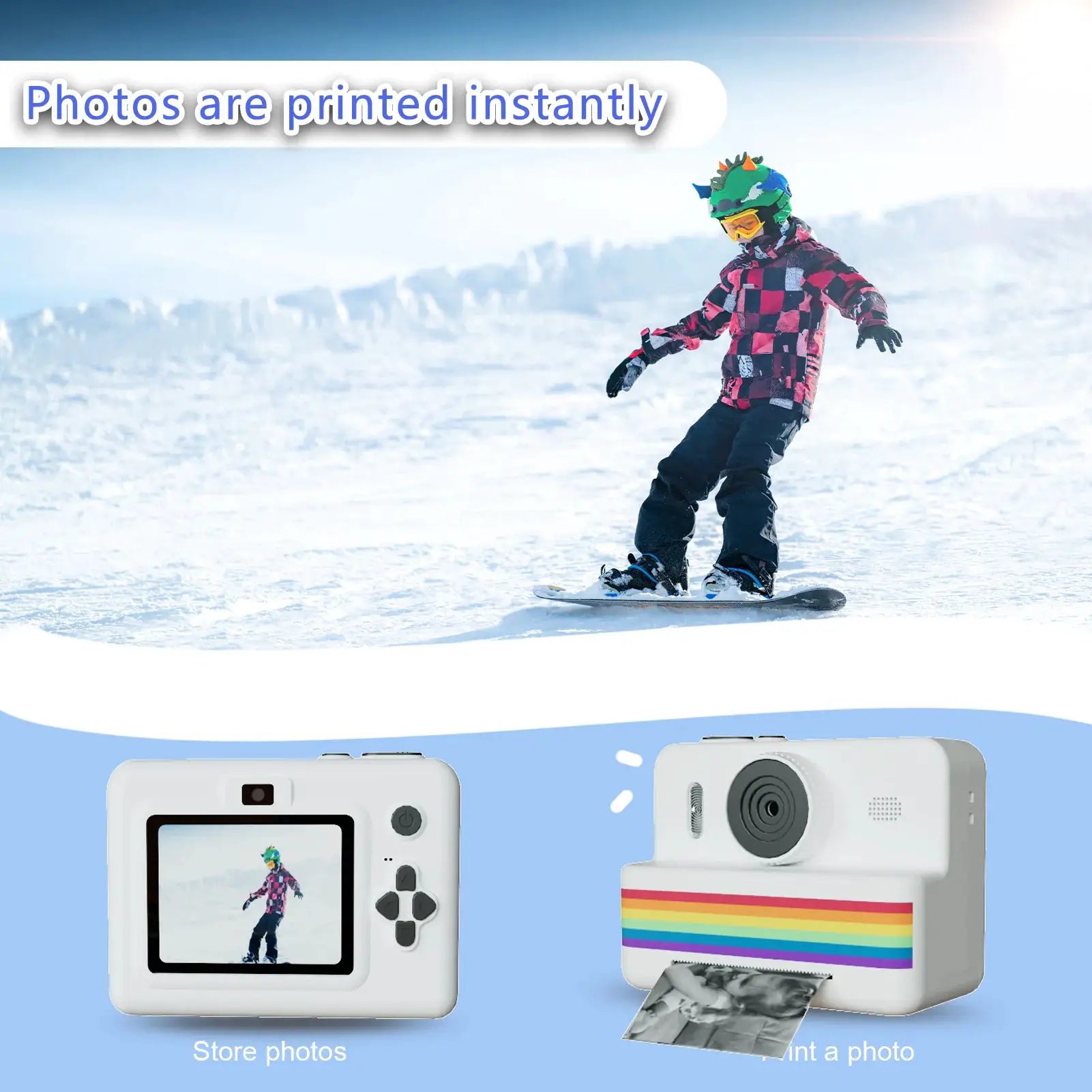 Kids Instant Camera With 32GB Memory Card And Color Pencils Dual Cameras Flashlight Educational Gift For Boys And Girls