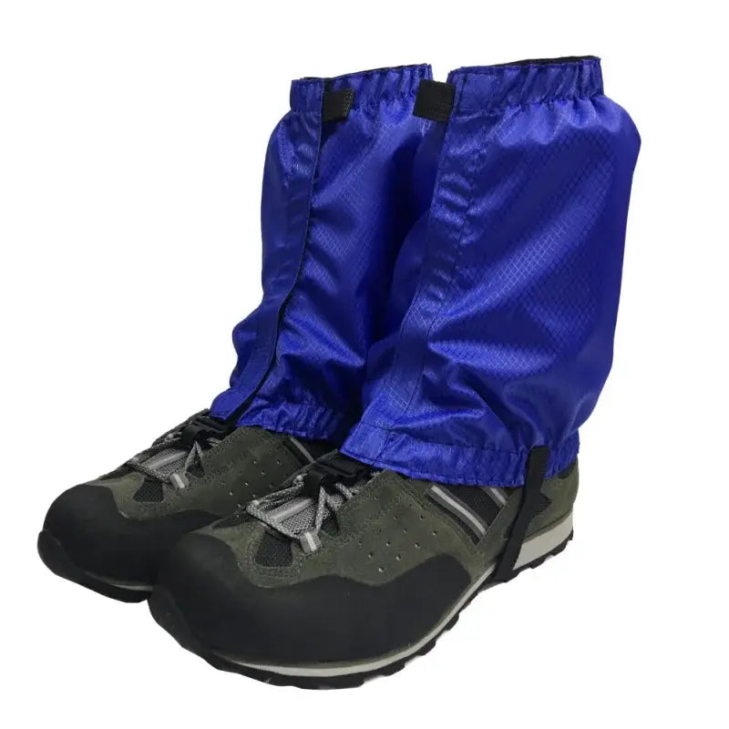 Blue waterproof legging gaiters, calf-high protective covers for hiking boots, Simples Market