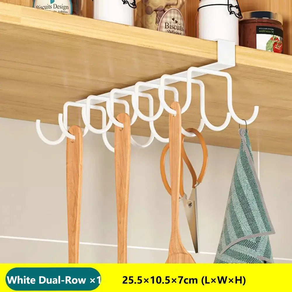 KitchenZen Under Cabinet Hanging Organizer Rack For Kitchen Storage Ideal For Cutting Boards Paper Towels Rags And More
