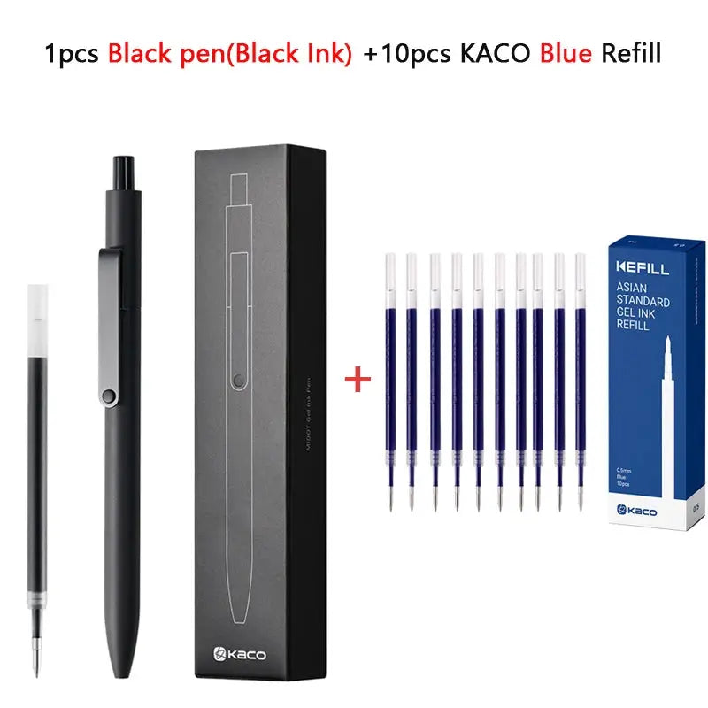 KACO MIDOT 0.5mm gel ink pen set; 1 black pen plus 10 blue refills for exams and homework from Simples Market