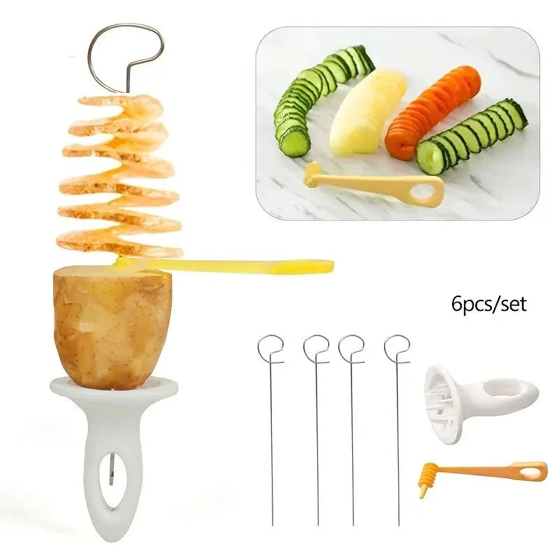 6 Piece Stainless Steel Spiralizer Set Multi Functional Vegetable Cutter For Making Spiral Potatoes And Carrots