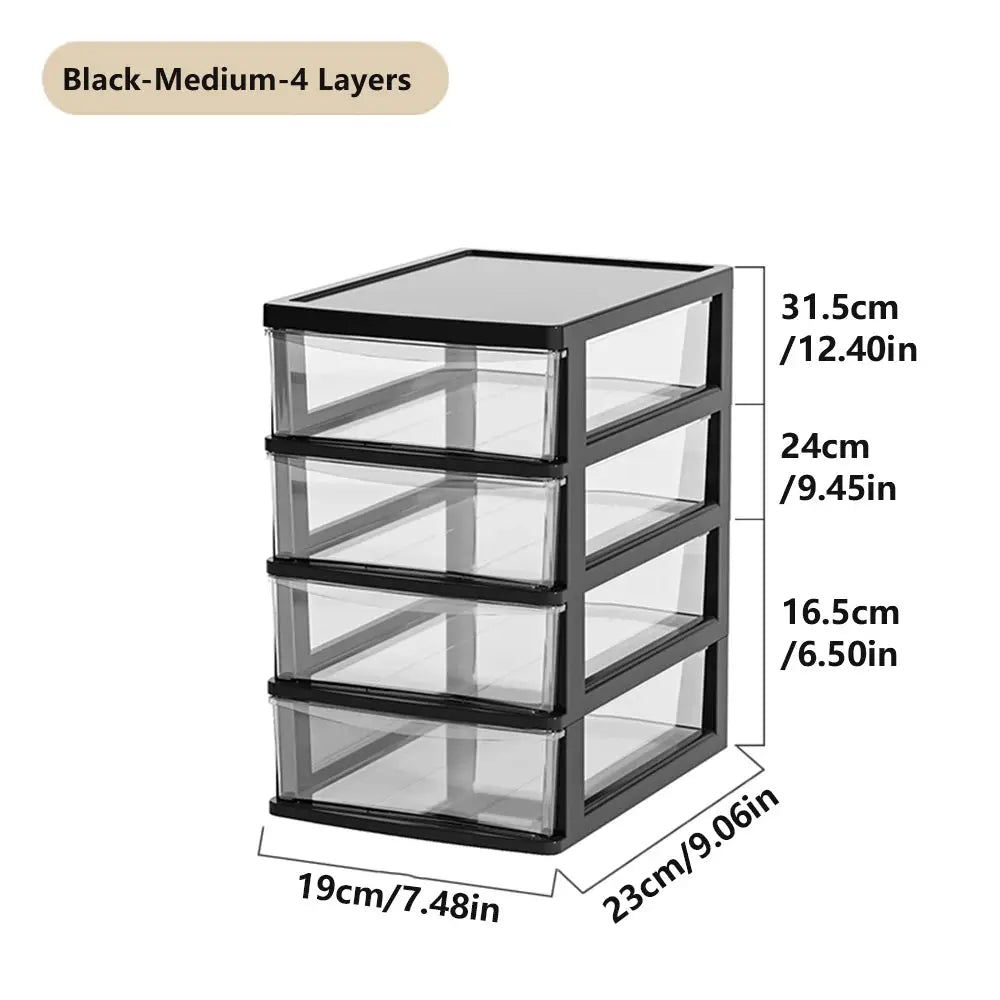Clear Desktop Storage Box With Drawer Heightened Table Organizer Plastic Office Cabinet For Stationery Cosmetics