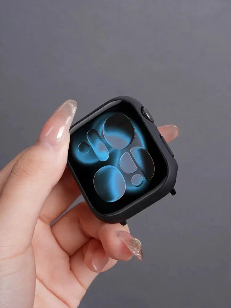 Apple Watch tempered glass case and screen protector in black for 38–46mm models
