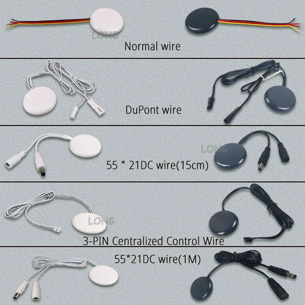 Touch dimming switch kit with wooden panel and hidden sensor by Simples Market; multiple wiring options for cabinet lighting