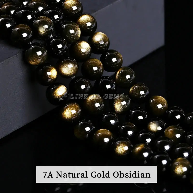 Natural Stone Golden Obsidian Irisation Round Beads 4mm 6mm 8mm 10mm 12mm Spacer Jewelry Making Bracelet Necklace