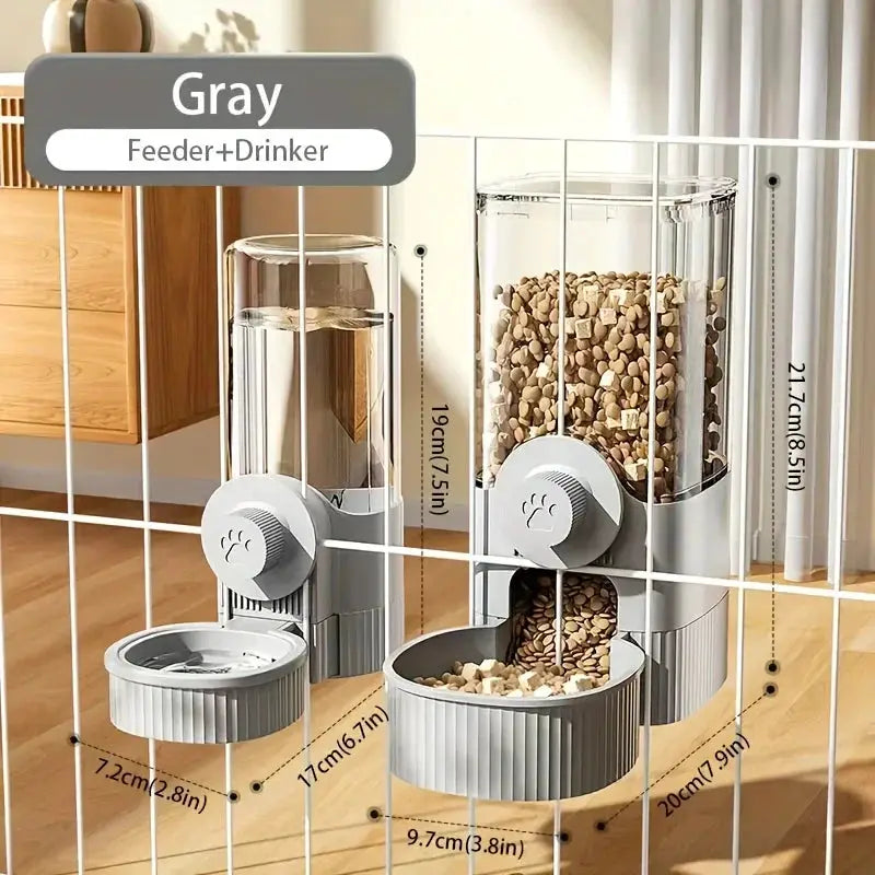 Simples Market gray hanging automatic pet feeder and water dispenser set with container and bowl for cage
