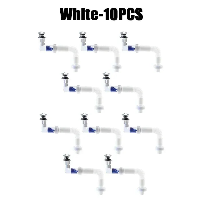 Kitchen sink drain hose set, 10pcs white plastic elbows for universal horizontal or vertical drainage, Simples Market