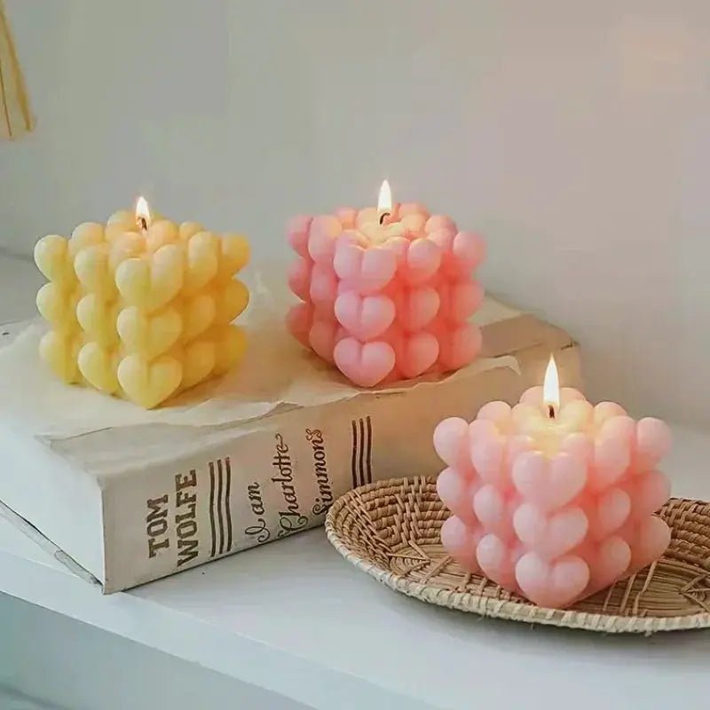 Silicone Candle Mold Kit Set Heart Ball Pyramid Honeycomb For Candle Making Soap Chocolate Resin Gifts Craft Home Decor - Simples Market