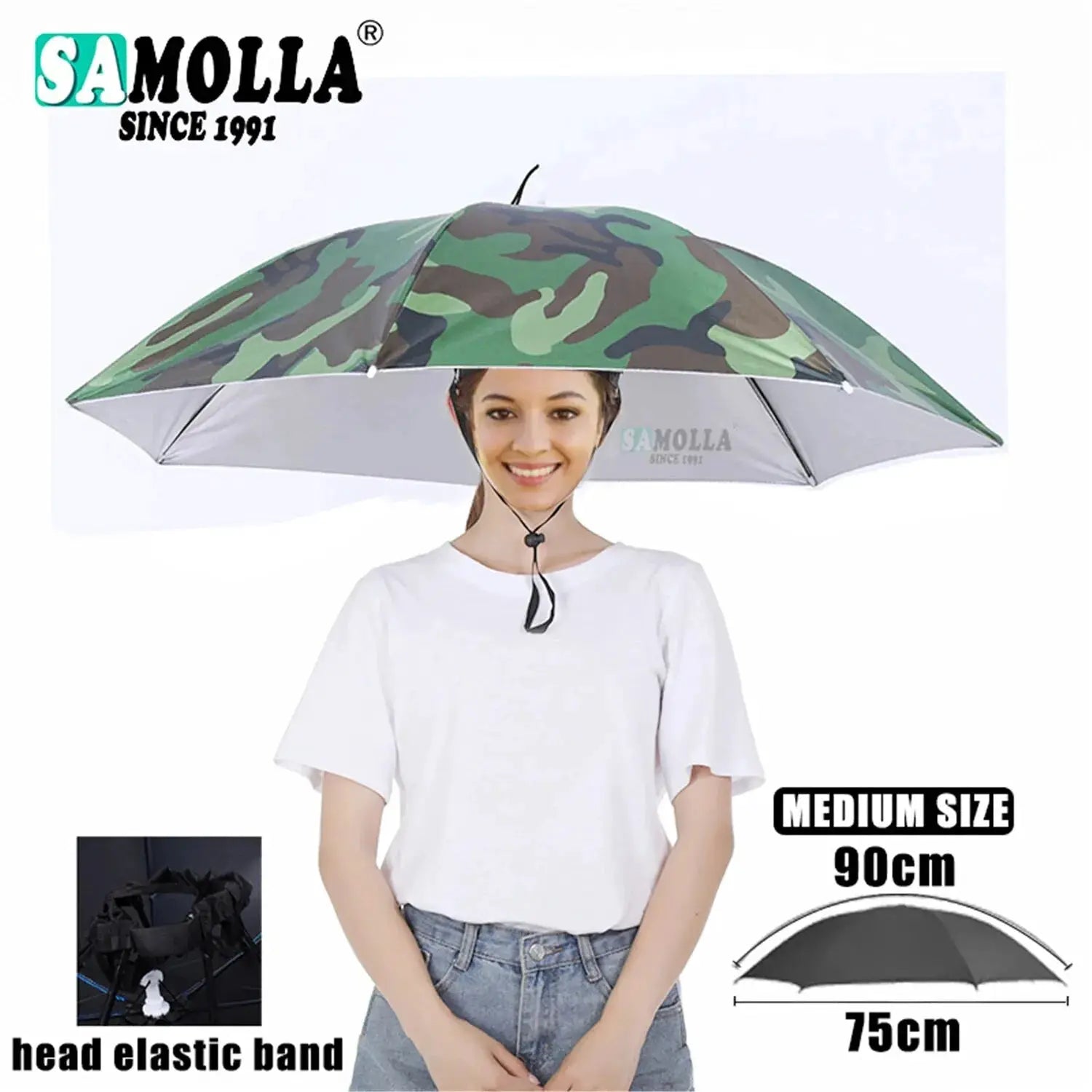 Foldable Rain Umbrella Hat With Sun Shade And Double Layer UV Protection Waterproof For Fishing Beach Hiking