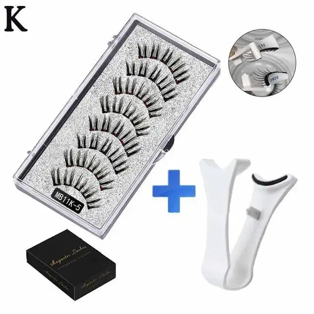 3D Natural Magnetic Eyelashes Set With Five Magnetic Lashes Reusable Handmade False Eyelashes Shipping Box