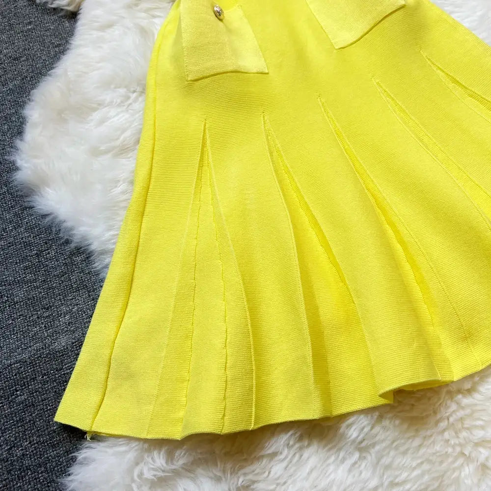 YuooMuoo Chic Pleated Short Dress Women O Neck Slim Waist Party Dress